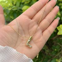 Artificial Gemstones Copper 18K Gold Plated Simple Style Inlay Letter Zircon Pendant Necklace sku image 12