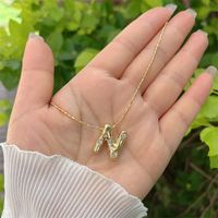 Artificial Gemstones Copper 18K Gold Plated Simple Style Inlay Letter Zircon Pendant Necklace sku image 14