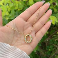 Artificial Gemstones Copper 18K Gold Plated Simple Style Inlay Letter Zircon Pendant Necklace sku image 15