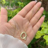 Artificial Gemstones Copper 18K Gold Plated Simple Style Inlay Letter Zircon Pendant Necklace sku image 17