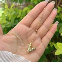 Artificial Gemstones Copper 18K Gold Plated Simple Style Inlay Letter Zircon Pendant Necklace sku image 22