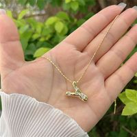 Artificial Gemstones Copper 18K Gold Plated Simple Style Inlay Letter Zircon Pendant Necklace sku image 25