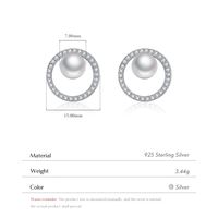 1 Pair Elegant Simple Style Round Plating Inlay Sterling Silver Artificial Pearls Zircon Silver Plated Ear Studs main image 4