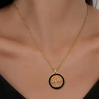 Copper Gold Plated Simple Style Classic Style Hollow Out Color Block Pendant Necklace main image 1
