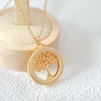 Copper Gold Plated Simple Style Classic Style Hollow Out Color Block Pendant Necklace main image 6