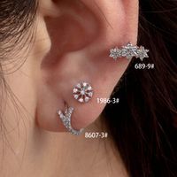 1 Piece Casual Simple Style Classic Style Flower Inlay Copper Zircon Ear Studs main image 1