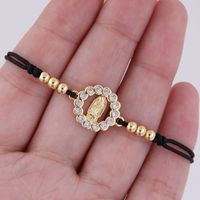 Simple Style Classic Style Color Block Rope Copper Plating Inlay Zircon 18K Gold Plated Women's Drawstring Bracelets sku image 4
