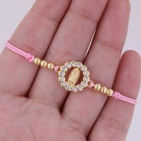 Simple Style Classic Style Color Block Rope Copper Plating Inlay Zircon 18K Gold Plated Women's Drawstring Bracelets sku image 1