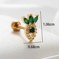 1 Piece Casual Simple Style Maple Leaf Carrot Flower Plating Inlay Copper Zircon Ear Studs main image 2