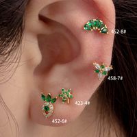 1 Piece Casual Simple Style Maple Leaf Carrot Flower Plating Inlay Copper Zircon Ear Studs main image 1
