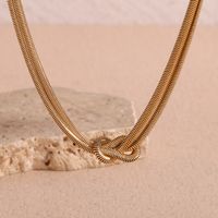 304 Stainless Steel 18K Gold Plated Simple Style Classic Style Knot Necklace main image 3