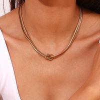 304 Stainless Steel 18K Gold Plated Simple Style Classic Style Knot Necklace main image 5