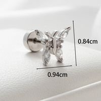 1 Piece Casual Simple Style Flower Butterfly Inlay Copper Zircon Ear Studs main image 3