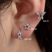 1 Piece Casual Simple Style Flower Butterfly Inlay Copper Zircon Ear Studs main image 1