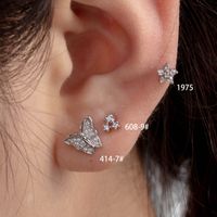 1 Piece Casual Simple Style Triangle Flower Butterfly Plating Inlay Copper Zircon Ear Studs main image 1
