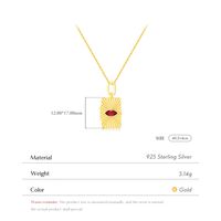 Sterling Silver 14K Gold Plated Romantic Simple Style Plating Inlay Rectangle Zircon Pendant Necklace main image 4
