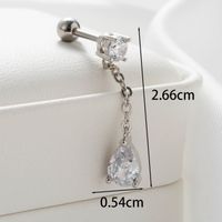 1 Piece Casual Simple Style Classic Style Hexagon Water Droplets Plating Inlay Copper Zircon Earrings main image 4
