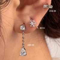 1 Piece Casual Simple Style Classic Style Hexagon Water Droplets Plating Inlay Copper Zircon Earrings main image 1
