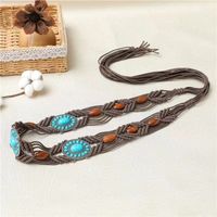 Retro Solid Color Wax Rope Women's Woven Belts sku image 2