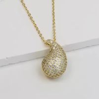 Simple Style Water Droplets Heart Shape Metal Copper Plating Inlay Zircon Gold Plated Women's Pendant Necklace main image 2