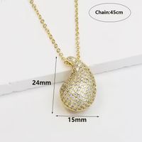 Simple Style Water Droplets Heart Shape Metal Copper Plating Inlay Zircon Gold Plated Women's Pendant Necklace sku image 1