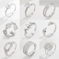 Sterling Silver White Gold Plated Glam Luxurious Funny Plating Inlay Snake Zircon Open Rings main image 1