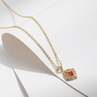 Sterling Silver 14K Gold Plated Casual Retro Plating Inlay Geometric Zircon Pendant Necklace main image 5