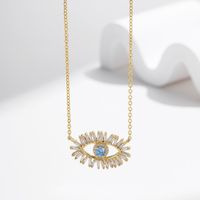 Sterling Silver 14K Gold Plated Casual Simple Style Plating Inlay Devil's Eye Zircon Pendant Necklace main image 5