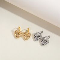 1 Pair Simple Style Heart Shape Inlay Copper Zircon 14K Gold Plated Ear Studs main image 5