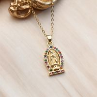 Wholesale IG Style Human Madonna Of The Yarnwinder 304 Stainless Steel Copper Inlay 18K Gold Plated Zircon Pendant Necklace sku image 1