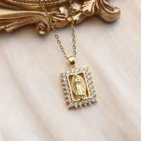 Wholesale IG Style Human Madonna Of The Yarnwinder 304 Stainless Steel Copper Inlay 18K Gold Plated Zircon Pendant Necklace sku image 2