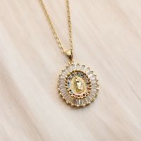 Wholesale IG Style Human Madonna Of The Yarnwinder 304 Stainless Steel Copper Inlay 18K Gold Plated Zircon Pendant Necklace sku image 7