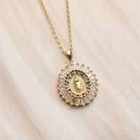 Wholesale IG Style Human Madonna Of The Yarnwinder 304 Stainless Steel Copper Inlay 18K Gold Plated Zircon Pendant Necklace main image 5