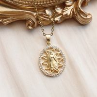 Wholesale IG Style Human Madonna Of The Yarnwinder 304 Stainless Steel Copper Inlay 18K Gold Plated Zircon Pendant Necklace sku image 3