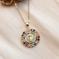 Wholesale IG Style Human Madonna Of The Yarnwinder 304 Stainless Steel Copper Inlay 18K Gold Plated Zircon Pendant Necklace sku image 6