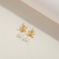 1 Pair Simple Style Heart Shape Inlay Copper Shell Pearls 14K Gold Plated Ear Studs main image 5