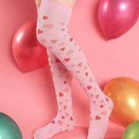 Women's Sweet Heart Shape Polyester Printing And Dyeing Printing Soft Over The Knee Socks A Pair main image 3