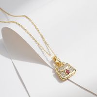 Sterling Silver 14K Gold Plated Luxurious Plating Inlay Bag Zircon Pendant Necklace main image 5