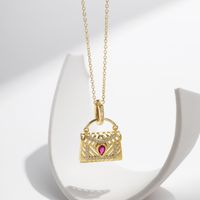 Sterling Silver 14K Gold Plated Simple Style Classic Style Plating Inlay Bag Zircon Pendant Necklace main image 1