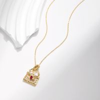 Sterling Silver 14K Gold Plated Simple Style Classic Style Plating Inlay Bag Zircon Pendant Necklace main image 5