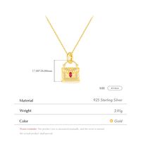 Sterling Silver 14K Gold Plated Simple Style Classic Style Plating Inlay Bag Zircon Pendant Necklace main image 4