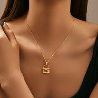 Sterling Silver 14K Gold Plated Simple Style Classic Style Plating Inlay Bag Zircon Pendant Necklace main image 3
