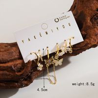 1 Set Yakemiyou Casual Water Droplets Asymmetrical Chain Inlay Copper Zircon 14K Gold Plated Earrings main image 3