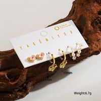Copper 14K Gold Plated Casual Plating Inlay Heart Shape Zircon Earrings sku image 1