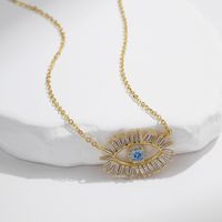 Sterling Silver 14K Gold Plated Casual Simple Style Plating Inlay Devil's Eye Zircon Pendant Necklace main image 6