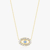 Sterling Silver 14K Gold Plated Casual Simple Style Plating Inlay Devil's Eye Zircon Pendant Necklace sku image 1