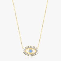 Sterling Silver 14K Gold Plated Casual Simple Style Plating Inlay Devil's Eye Zircon Pendant Necklace main image 7