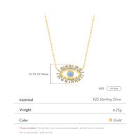 Sterling Silver 14K Gold Plated Casual Simple Style Plating Inlay Devil's Eye Zircon Pendant Necklace main image 4