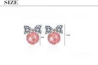 1 Pair Cute Lady Sweet Round Bow Knot Inlay Copper Artificial Crystal Zircon White Gold Plated Ear Studs main image 2