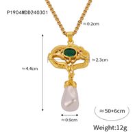 Freshwater Pearl Titanium Steel Copper 18K Gold Plated Retro Artistic Snake Hollow Out Inlay Glass Glass Bead Pendant Necklace main image 8